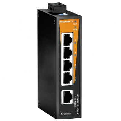 WEIDMULLER IE-SW-BL05T-5TX Przełącznik sieciowy (prosty), niezarządzany, Fast Ethernet, Liczba portów: 5x RJ45, -40 °C...75 °C, IP30 1240850000 /1szt./ (1240850000)